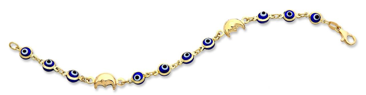 Beelo Gold 14K Altın Ay Çocuk Nazar Bileklik CMK016