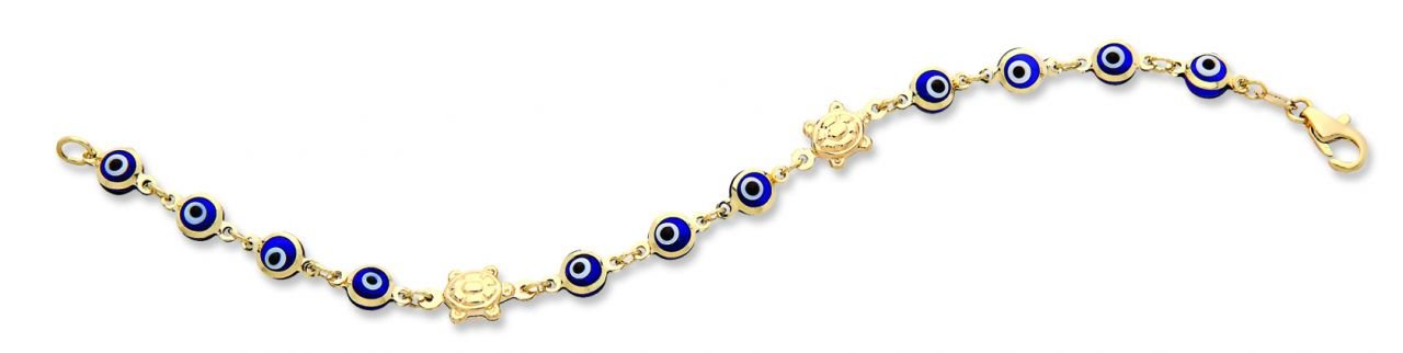 Beelo Gold 14K Altın Kaplumbağa Çocuk Nazar Bileklik CMK017