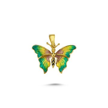 Beelo Gold 14K Altın Kelebek Mineli Kolye Ucu