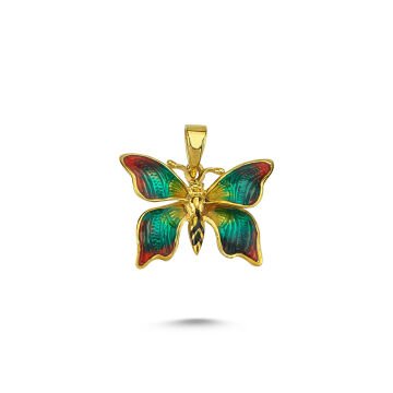 Beelo Gold 14K Altın Kelebek Mineli Kolye Ucu