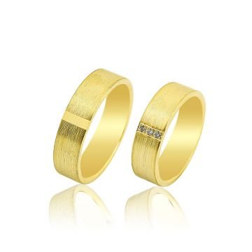 Beelo Gold 14K Altın 6 mm Alyans İkili Set Yüzük