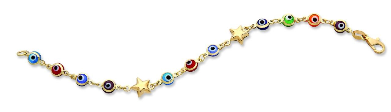 Beelo Gold 14K Altın Renkli Yıldız Çocuk Nazar Bileklik CMK022
