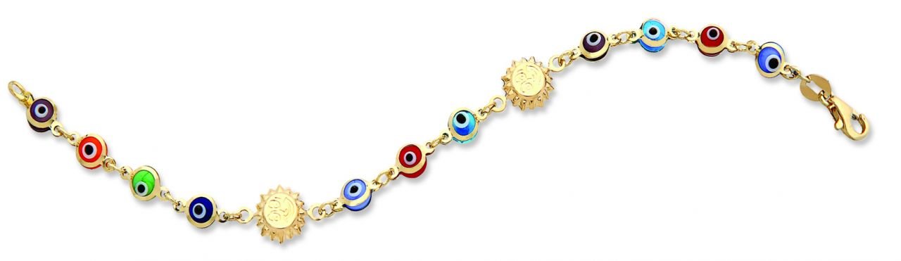 Beelo Gold 14K Altın Renkli Güneş Çocuk Nazar Bileklik CMK023