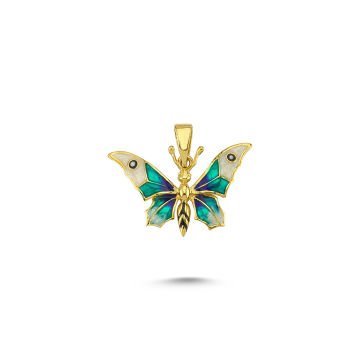 Beelo Gold 14K Altın Kelebek Mineli Kolye Ucu
