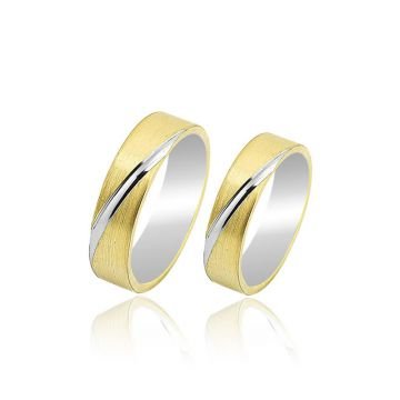 Beelo Gold 14K Altın 6 mm Alyans İkili Set Yüzük