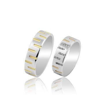 Beelo Gold 14K Altın 6 mm Alyans İkili Set Yüzük
