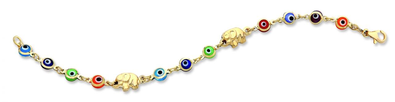 Beelo Gold 14K Altın Renkli Fil (Bereket) Çocuk Nazar Bileklik CMK027
