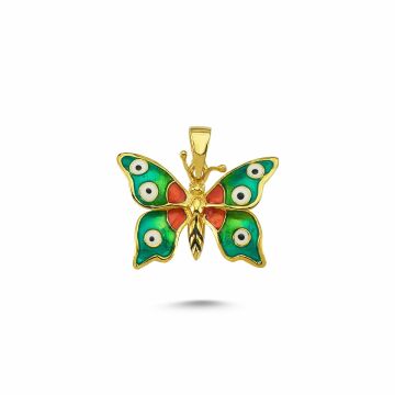 Beelo Gold 14K Altın Kelebek Mineli Kolye Ucu