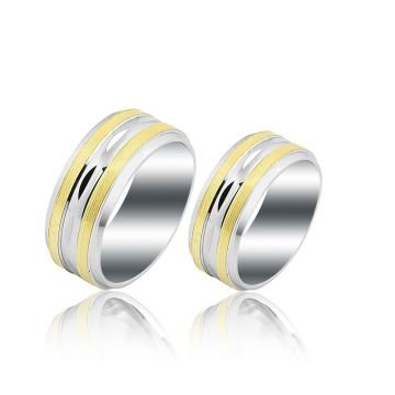 Beelo Gold 14K Altın 8 mm Alyans İkili Set Yüzük