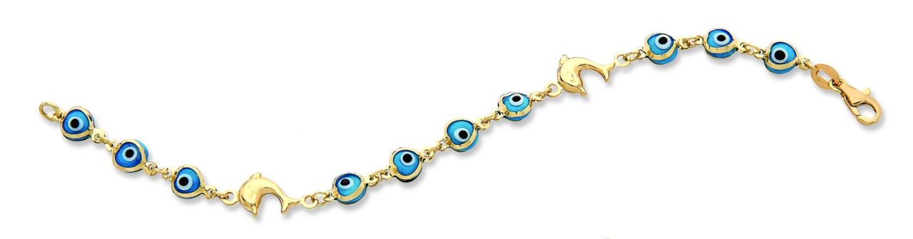 Beelo Gold 14K Altın Yunus Çocuk Nazar Bileklik CMK028
