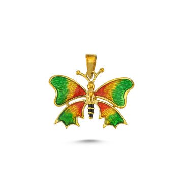 Beelo Gold 14K Altın Kelebek Mineli Kolye Ucu