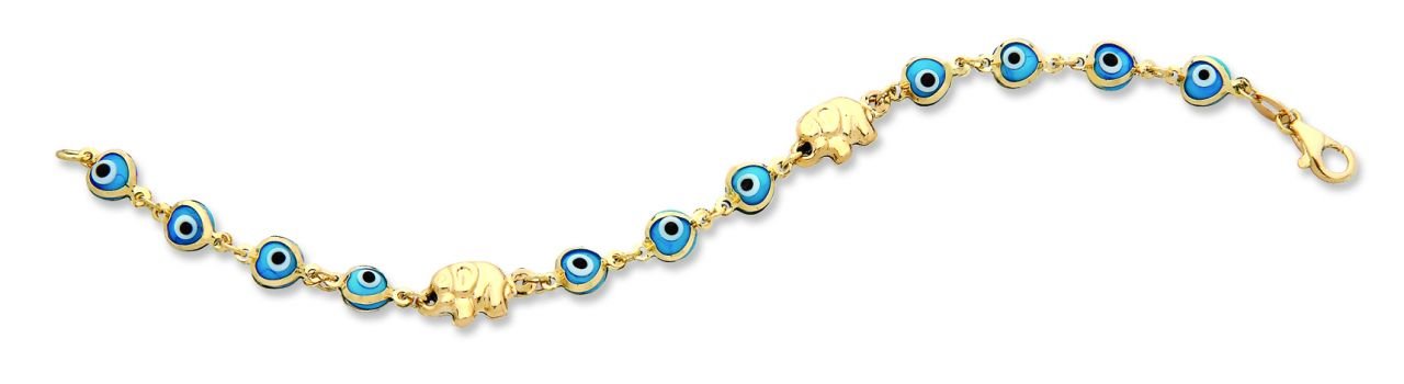 Beelo Gold 14K Altın Fil (Bereket) Çocuk Nazar Bileklik CMK033
