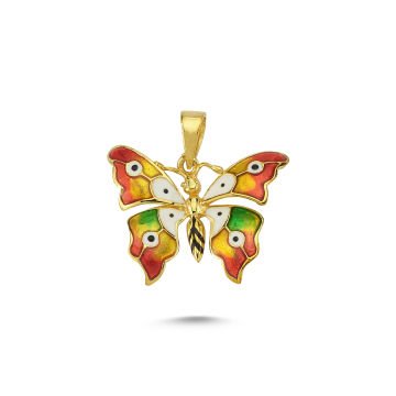 Beelo Gold 14K Altın Kelebek Mineli Kolye Ucu
