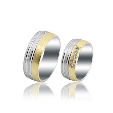 Beelo Gold 14K Altın 8 mm Alyans İkili Set Yüzük