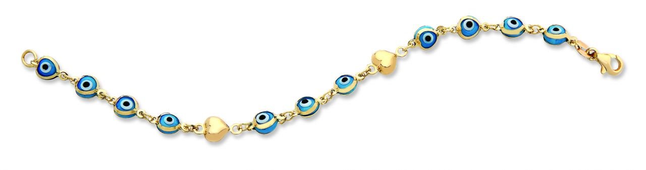 Beelo Gold 14K Altın Kalp Çocuk Nazar Bileklik CMK035