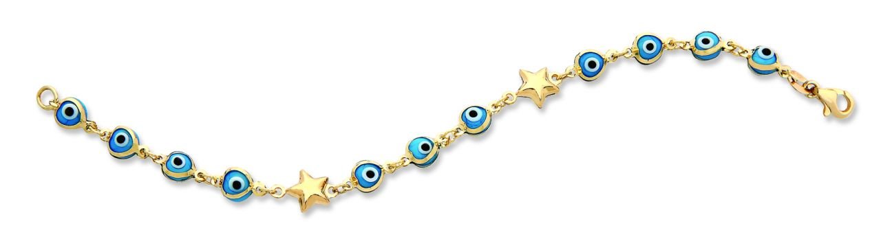 Beelo Gold 14K Altın Yıldız Çocuk Nazar Bileklik CMK036