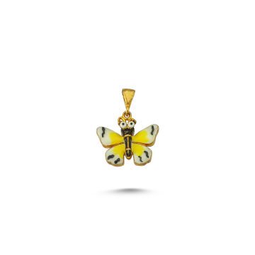 Beelo Gold 14K Altın Kelebek Mineli Kolye Ucu