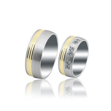 Beelo Gold 14K Altın 8 mm Alyans İkili Set Yüzük