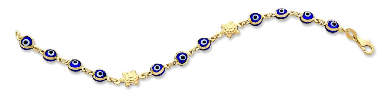 Beelo Gold 14K Altın Kaplumbağa Çocuk Nazar Bileklik CMK039