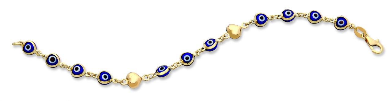 Beelo Gold 14K Altın Kalp Çocuk Nazar Bileklik CMK041