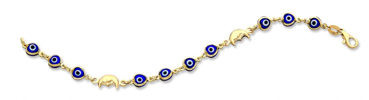 Beelo Gold 14K Altın Ay Çocuk Nazar Bileklik CMK043