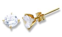 Beelo Gold 14K Altın Tek Taş Küpe