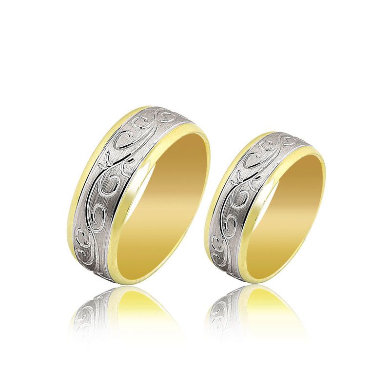 Beelo Gold 14K Altın 8 mm Alyans İkili Set Yüzük