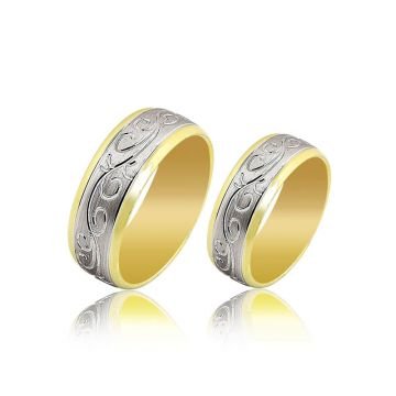 Beelo Gold 14K Altın 8 mm Alyans İkili Set Yüzük