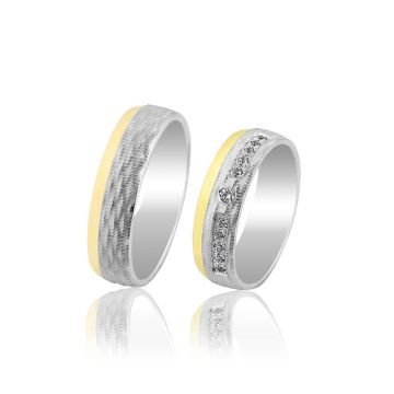 Beelo Gold 14K Altın 6 mm Alyans İkili Set Yüzük