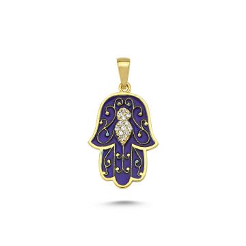 Beelo Gold 14K Altın Fatma Ana Eli Mineli Kolye Ucu