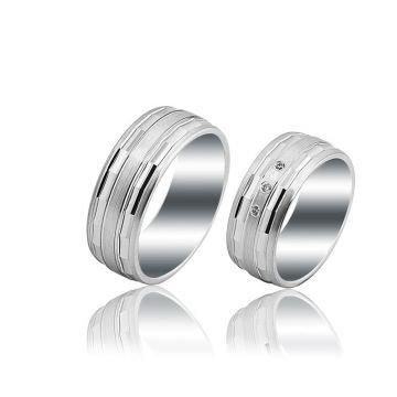 Beelo Gold 14K Altın 8 mm Alyans İkili Set Yüzük