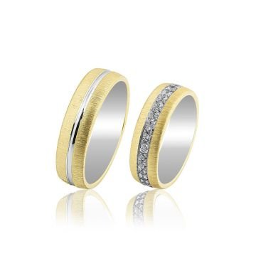 Beelo Gold 14K Altın 6 mm Alyans İkili Set Yüzük