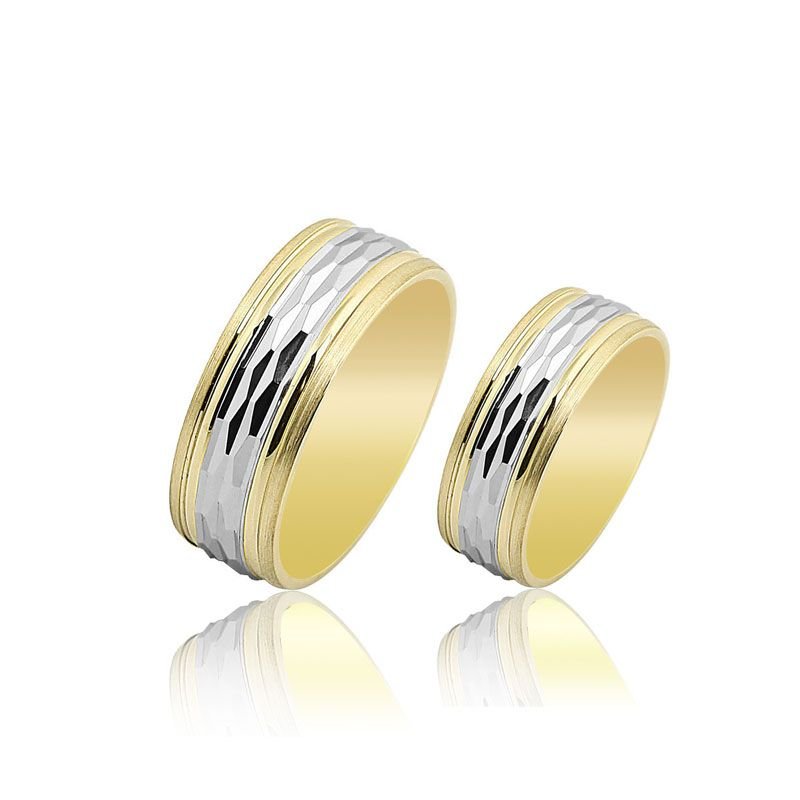 Beelo Gold 14K Altın 8 mm Alyans İkili Set Yüzük