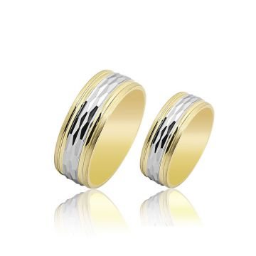 Beelo Gold 14K Altın 8 mm Alyans İkili Set Yüzük
