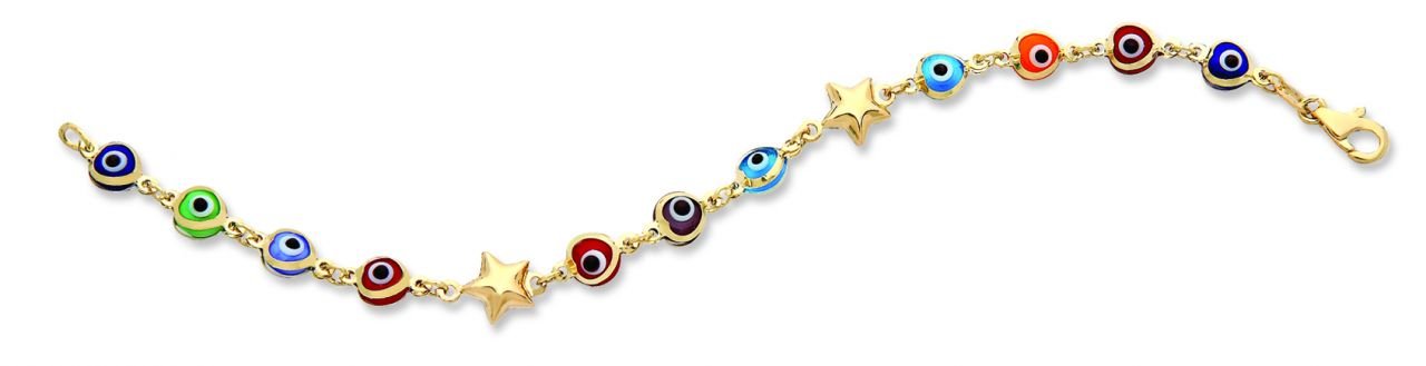 Beelo Gold 14K Altın Renkli Yıldız Çocuk Nazar Bileklik CMK052
