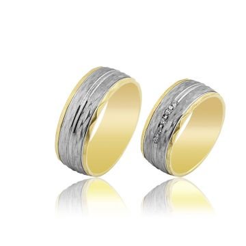 Beelo Gold 14K Altın 8 mm Alyans İkili Set Yüzük