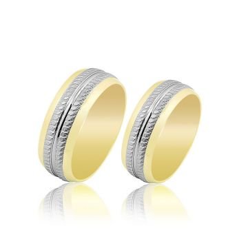 Beelo Gold 14K Altın 8 mm Alyans İkili Set Yüzük