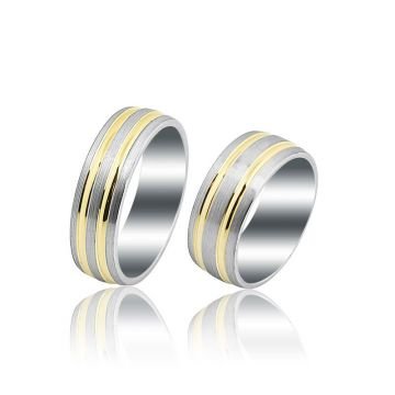 Beelo Gold 14K Altın 8 mm Alyans İkili Set Yüzük