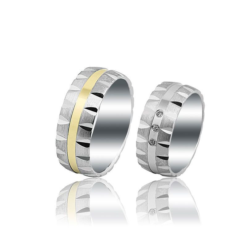 Beelo Gold 14K Altın 8 mm Alyans İkili Set Yüzük