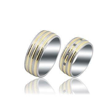 Beelo Gold 14K Altın 8 mm Alyans İkili Set Yüzük