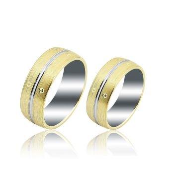 Beelo Gold 14K Altın 8 mm Alyans İkili Set Yüzük