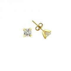 Beelo Gold 14K  Zirkon Tasarım Tektaş Altın Küpe