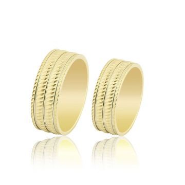 Beelo Gold 14K Altın 8 mm Alyans İkili Set Yüzük