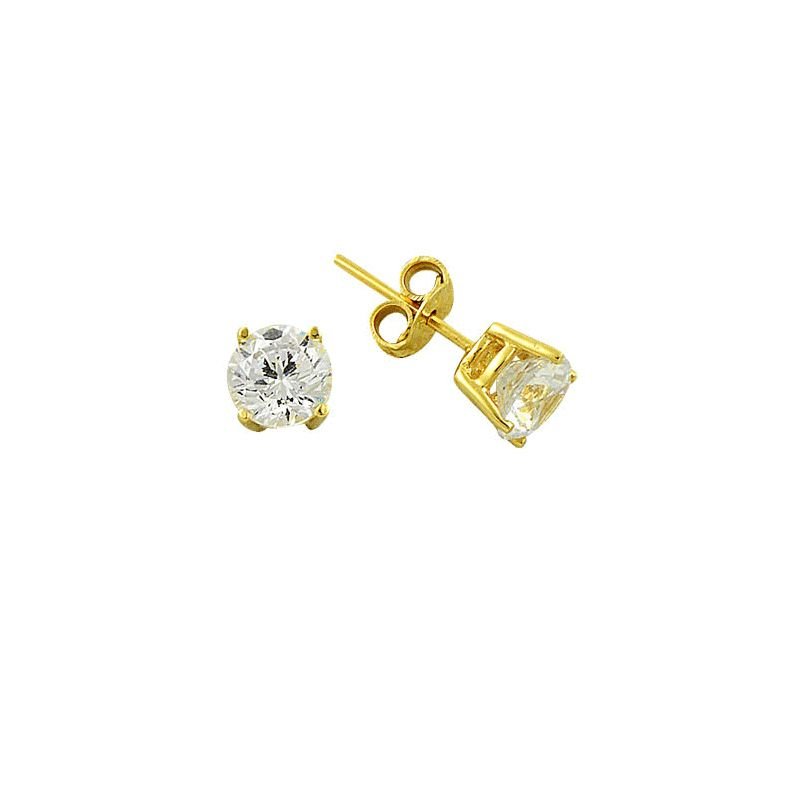 Beelo Gold 14K  Zirkon Tasarım Tektaş Altın Küpe