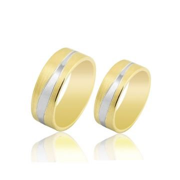 Beelo Gold 14K Altın 8 mm Alyans İkili Set Yüzük