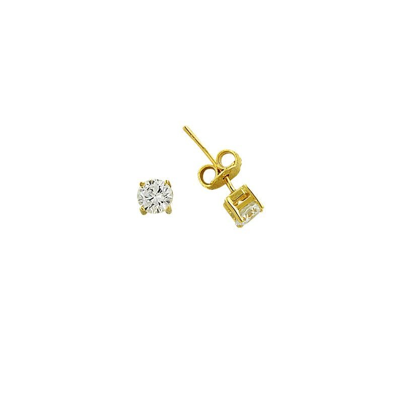 Beelo Gold 14K  Zirkon Tasarım Tektaş Altın Küpe