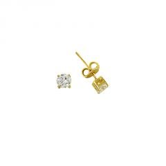 Beelo Gold 14K  Zirkon Tasarım Tektaş Altın Küpe