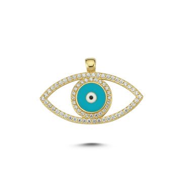 Beelo Gold 14K Altın Mineli Nazar Göz Kolye Ucu