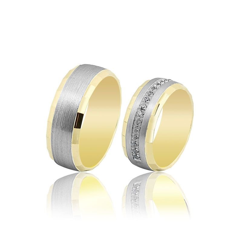 Beelo Gold 14K Altın 8 mm Alyans İkili Set Yüzük