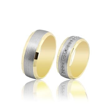 Beelo Gold 14K Altın 8 mm Alyans İkili Set Yüzük